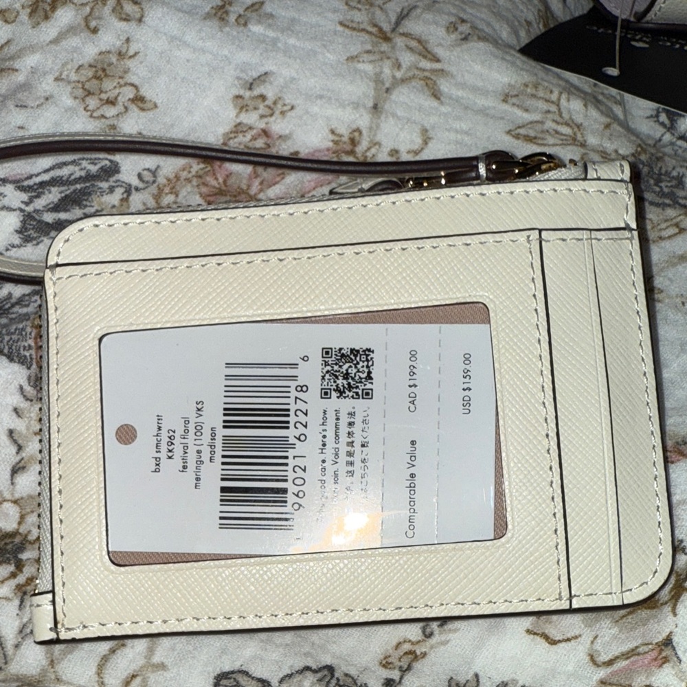 Kate Spade Cream Satchel with Floral and Butterfly Cutouts included cardholder - Picture 4 of 7
